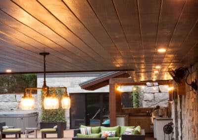 ceiling panels and outdoor bar