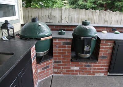 double big green egg outdoor kitchen
