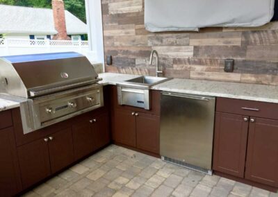 hdpe outdoor kitchen cabinets wood trim